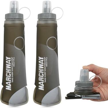 Imagem de MARCHWAY Frasco de hidratação macia com boca larga, garrafa de água dobrável de TPU de 300 ml/500 ml, à prova de vazamento, portátil flexível para corrida, caminhada, ciclismo, escalada, academia