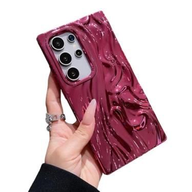 Imagem de Caseative Capa para Samsung Galaxy S23 Ultra, capa de telefone macia plissada ondulada galvanizada ondulada (vermelha, S23 Ultra)