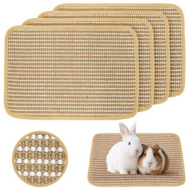Imagem de KEPYDRMTF Almofada de arranhar coelho, almofada de sisal para coelho, porquinho-da-índia, gato, tapetes de descanso para gaiolas, tapete de grama forrageira, acessórios essenciais para ambientes