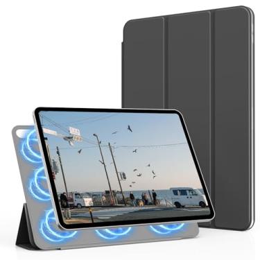Imagem de KVTVOU Capa magnética para iPad (A16) 11ª/10ª geração (11/10,9 polegadas, 2025/2022), acessório magnético inteligente, capa protetora fina e leve com três dobras, hibernar/despertar automático, preta