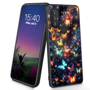 Imagem de Bxgolkgd Projetada para Moto G Play 2023/G Power (2022)/G Pure 2021 6,5 polegadas, capa protetora antiderrapante de silicone TPU macio e fina à prova de choque - Borboleta brilhante