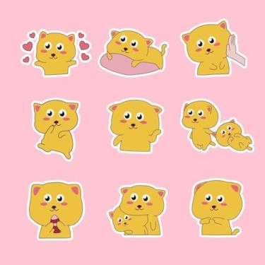 Imagem de Adesivos Kawaii fofos para crianças decoração de parede, cadernos e ambientes infantis com gatos e emoticons 40x40cm