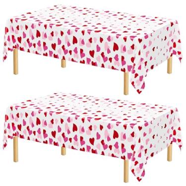 Imagem de QZYL Pacote com 2 toalhas de mesa para Dia dos Namorados, toalha de mesa descartável, decorações de mesa de casamento e dia dos namorados