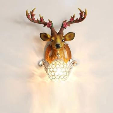 Imagem de Luminária de parede LED estilo veado, contemporânea, para sala de estar, quarto, escritório, casa de campo, hotel, quarto infantil, corredor, decoração artística (Estilo 38)