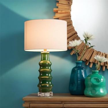 Imagem de Luminária de mesa contemporânea de cerâmica, estilo americano, luxuosa, com LED, para sala de estar, quarto, escritório, casa de campo, hotel ou mesa de cabeceira (Estilo 293B)