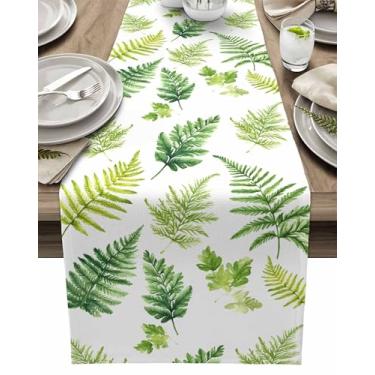 Imagem de Caminho de mesa com folhas de caminho de mesa 33 x 183 cm de comprimento com tema verde corredor de jantar cozinha decoração de mesa de jantar para decoração de festa em casa