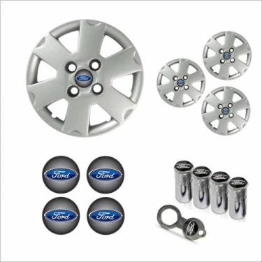 Imagem de Jogo Calota Aro 13 Ka 2003 Ford + Emblema Resinado + Tampa Ventil Anti