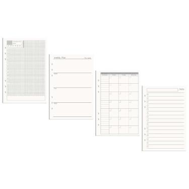Imagem de AxeWoodz Refil de papel A5, pacote com 4, sem data, diário, semanal, mensal, plano e lista de tarefas, folhas soltas, 6 furos, enchimento de papel para fichário