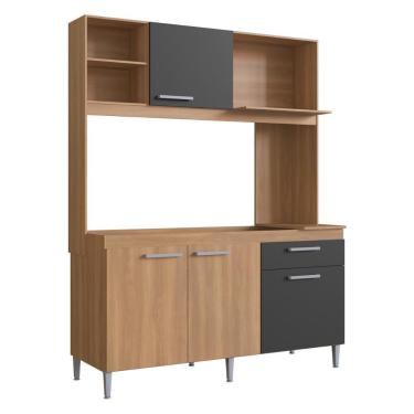 Imagem de Armário De Cozinha Compacta 151,5cm 4 Portas 1 Gaveta Gabinete Pia CR20284 Rovere/grafite