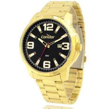 Imagem de Relógio Condor Masculino Dourado Preto Prova D'Água Original