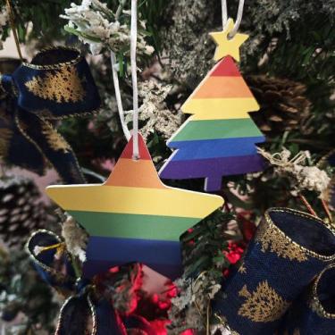 Imagem de Enfeite natalino pendente arvore estrela lgbtqia+ pride arco iru orgul