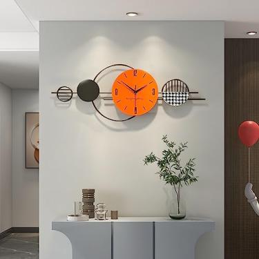 Imagem de FLEBLE Relógios de parede grandes para decoração de sala de estar relógio de parede moderno extragrande sem tique-taque silencioso para quarto, escritório, cozinha, casa, relógio de metal, decoração