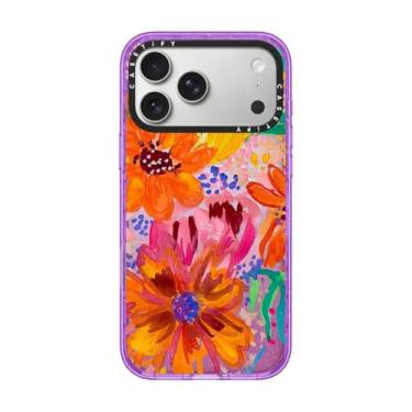 Imagem de CASETiFY Capa Impact para iPhone 17 Pro Max [fina/compatível com Magsafe/2,5 m. Proteção contra quedas de grau militar 4X] - Flores em aquarela EttaVee - Roxo brilhante