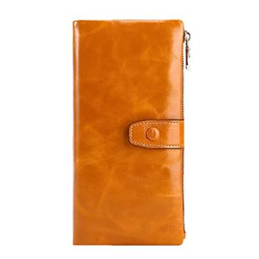 Imagem de Carteira de couro legítimo TENDYCOCO com vários compartimentos para cartões, marrom dobrável