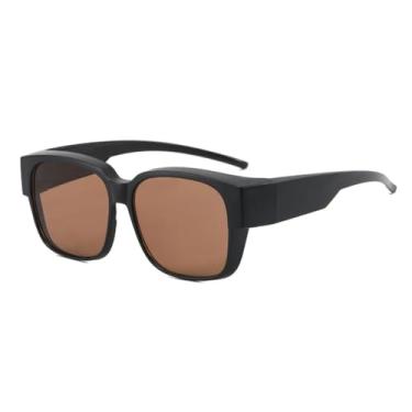 Imagem de Óculos de sol retrô simples com armação grande, tendência, feminino, lazer ao ar livre, masculino, UV400 (preto, marrom)