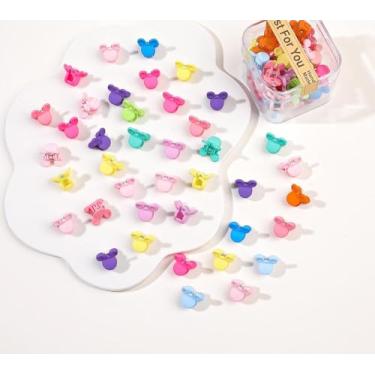 Imagem de 40 peças de grampos de cabelo para mulheres – Presilhas em forma de mini Mickey, garras pequenas coloridas fofas para penteados grossos finos médios finos, acessórios de cabelo de plástico durável