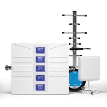 Imagem de Amplificador de sinal de celular doméstico na banda 12/17, 13, 5, 2/25, 4/66 5G 4G LTE Booster de telefone celular para Verizon AT&T T-Mobile, todas as operadoras dos EUA, amplificador de sinal