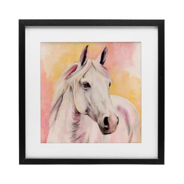 Imagem de Stupell Industries Pôr do sol cavalo branco preto impressão emoldurada sob vidro, design por Kim Allen, 13 x 13