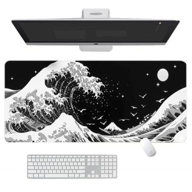 Imagem de Wnddle Mouse pad para jogos, base de borracha antiderrapante grande, mouse pad grande para mesa, mouse pad de teclado, mouse pad preto, tapete de mouse de contorno estendido para casa e escritório (A)