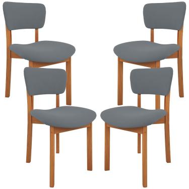 Imagem de Kit 04 Cadeiras Para Sala de Jantar Cozinha Living Estofada Dara L02 Suede Cinza - Lyam Decor