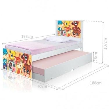 Imagem de Cama Bicama Juvenil Barcelona Adesivada Animais Com Colchões