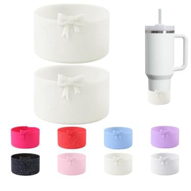 Imagem de CDYLDXG 2 peças de bota protetora de silicone com laço em pó com glitter, compatível com Stanley Cup 20/30/1,134 g, para Stanley Boot for Stanley Cup Accessories, para Hydroflask Boot 340.2-680.4 g