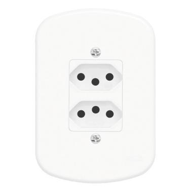 Imagem de 2 Tomadas 2p+t 10a 250 Volts Distanciadas Blanc - 1353 - Fame 2 Tomadas 10a C-placa Blanc 1353 Fame