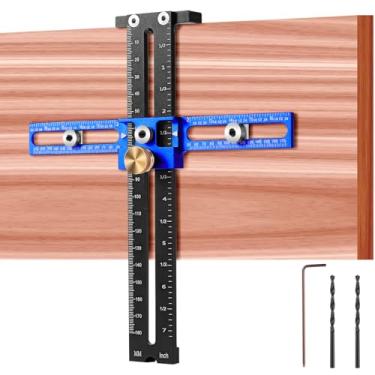 Imagem de Poiyham Gabarito de maçaneta de gabinete, ferramenta de molde de perfuração de furo de armário ajustável para maçanetas, puxadores e puxadores, gabarito de puxador de gaveta de maçaneta de porta de
