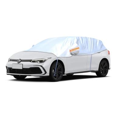 Imagem de UHANBUT Capa de meio carro para Sedan, à prova d'água e à prova de poeira e neve, proteção solar automática para todos os climas com alças refletivas, capa de teto solar de veículo de 381 cm (traseira