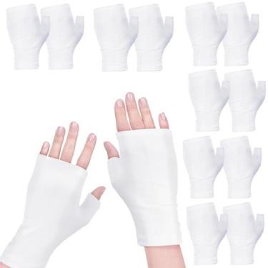 Imagem de Luvas de eczema JDVBDNK, algodão sem dedos, 6 pares, brancas para adul