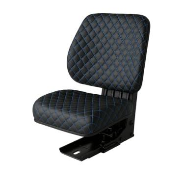 Imagem de noadre Capa de assento de trator resistente durável Impertex acolchoado para tratores e empilhadeiras, cortador de grama (couro preto - costurado azul)