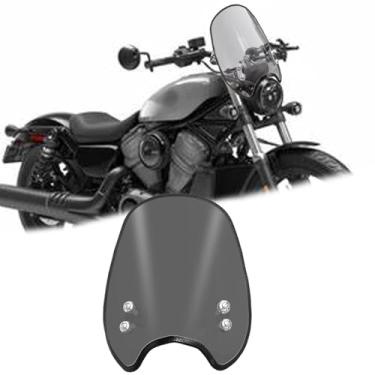 Imagem de KAGEFUNE Para Sportster Nightster RH 975 RH975S Special 2023-2025 Para-brisa de motocicleta carenagem de ar defletor de vento, para-brisa de guidão Acessórios de motocicleta (cinza escuro, preto)