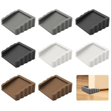 Imagem de Pacote com 4 batentes de porta de borracha pequenos, cunha bidirecional para parte inferior, cunhas decorativas para escritório em casa, rolhas de borracha para carpete de azulejo de concreto, 4 cores