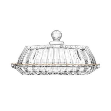 Imagem de Manteigueira de Cristal com Fio de Ouro Imperatriz 17cm - Wolff