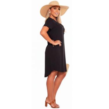Imagem de Vestido Chemise Preto Leve  Elegante, Versátil e Confortável - WM, G, 