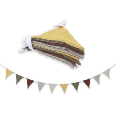 Imagem de Bandeiras de bandeira de flâmula, galhardete de decoração de quarto infantil e infantil, para decoração de berçário, festa de aniversário de bebê, boho, festa de casamento (faixa amarela e vermelha)