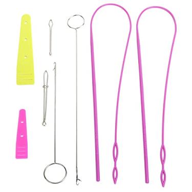 Imagem de Conjunto de passador de cordão, faça você mesmo, gancho e pinça, 9 peças, ferramenta de costura doméstica para colchas, alfaiates, artesãos, ferro e plástico 45g