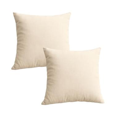 Imagem de Trendy Home 16x16 100% algodão natural enchimento de travesseiro (conjunto de 2), almofadas de cama e sofá hipoalergênico, enchimento decorativo de almofada de sofá para casa ao ar livre (algodão, 2