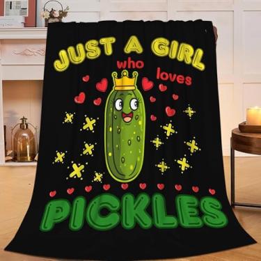 Imagem de Flintis Just A Girl Who Love Pickles Cobertor Engraçado Pickles Decoração Manta Presentes para Meninas Meninos Super Quente Macio Lã Flanela Inverno Cobertores de Cama Presentes para Crianças Adultos