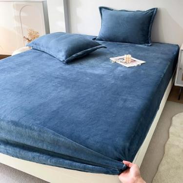 Imagem de MorroMorn Jogo de lençol de flanela king size ultramacio de lã de pelúcia fofa de 3 peças - Jogo de cama para todas as estações com bolso profundo de 50,8 cm e 2 fronhas, veludo luxuoso aconchegante