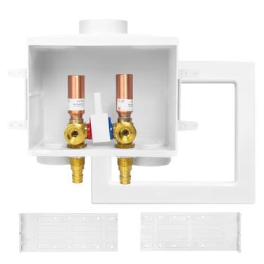 Imagem de Caixa de saída para máquina de lavar, Niikappu entrada Pex-A de 1/2 polegada x conexão de saída MHT de 3/10.2 cm, válvula de controle única, com martelo de água de cobre (WM018)