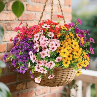 Imagem de EverPetal Plantas artificiais ao ar livre, 12 pacotes, flores artificiais resistentes a raios UV, flores artificiais para uso ao ar livre, varanda, pátio, casa, quintal, jardim, janela, caixa, vaso