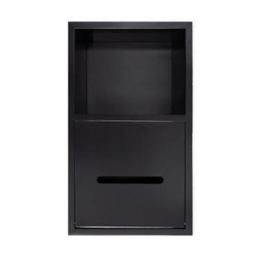 Imagem de Suporte de papel higiênico, suporte de rolo de papel higiênico de aço inoxidável para banheiro, dispensador de chuveiro embutido na parede, organizador de prateleira de escova de vaso sanitário (n