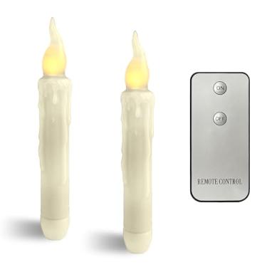 Imagem de NjaoHoo Velas curtas de cera real LED sem chama, com controle remoto, castiçais brancos de 16,7 cm, sem gotejamento, operado por bateria, chama, rústico, primitivo, luzes sem chama, decoração, pacote
