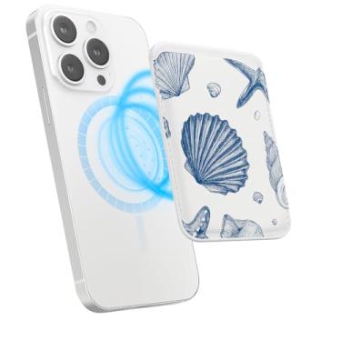 Imagem de Suporte magnético para iPhone, carteira fina de couro PU, capa para cartão, capa traseira para cartão, acessório de telefone fofo