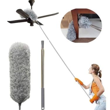 Imagem de Espanador De Pó Microfibra Cabo Extensor Retrátil Lavável 2,8m