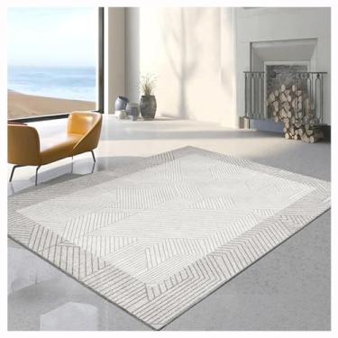 Imagem de SPXMQSS Tapete de área grande, tapete grande macio de pilha baixa para sala de estar, antiderrapante e resistente à sujeira, tapete cinza lavável, para quarto, sala de jantar, escritório, tapetes