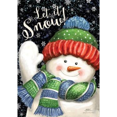 Imagem de Snow Time Boneco de Neve Bandeira de Jardim de Inverno Let It Snow 45,7 cm x 31,7 cm Briarwood Lane