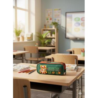 Imagem de Estojo infantil Puket Triplo Tigre Camping Verde