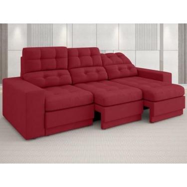 Imagem de Sofá Jobim 2,05m Assento Retrátil e Reclinável Velosuede Vermelho - NE